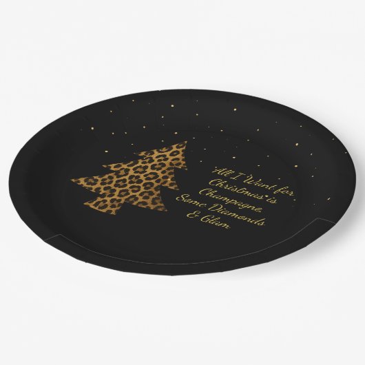 Chic Holiday Leopard Tree Design Papieren Bordje (Gekanteld)