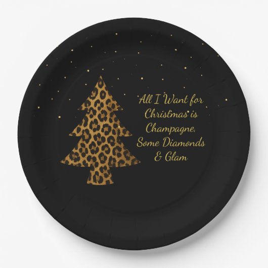 Chic Holiday Leopard Tree Design Papieren Bordje (Voorkant)
