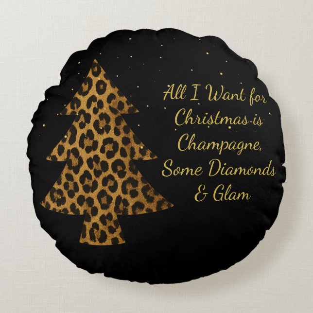 Chic Holiday Leopard Tree Design Rond Kussen (Voorkant)