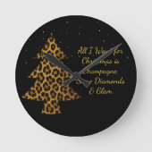 Chic Holiday Leopard Tree Design Ronde Klok (Voorkant)