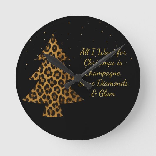 Chic Holiday Leopard Tree Design Ronde Klok (Voorkant)