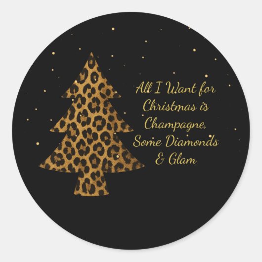 Chic Holiday Leopard Tree Design Ronde Sticker (Voorkant)