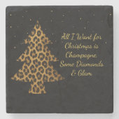 Chic Holiday Leopard Tree Design Stenen Onderzetter (Voorkant)
