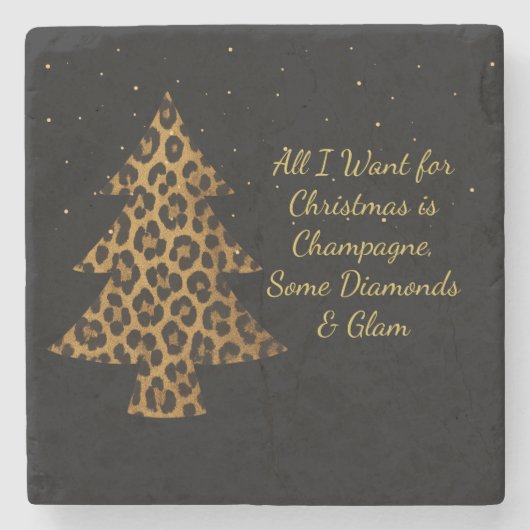 Chic Holiday Leopard Tree Design Stenen Onderzetter (Voorkant)
