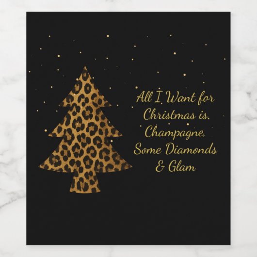 Chic Holiday Leopard Tree Design Wijn Etiket (Enkel label)