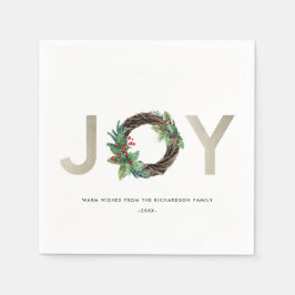 CHIC HOLLY BERRY GREEN SILVER JOY WREATH CHRISTMAS SERVET