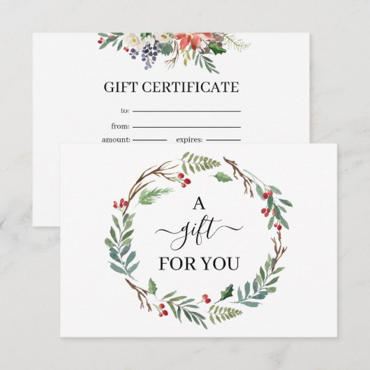 Chic Holly Berry & Leaves Wreatft Certificate (Voorkant / Achterkant)