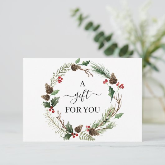 Chic Holly Berry & Leaves Wreath Gift Certificate (Staand voorkant)