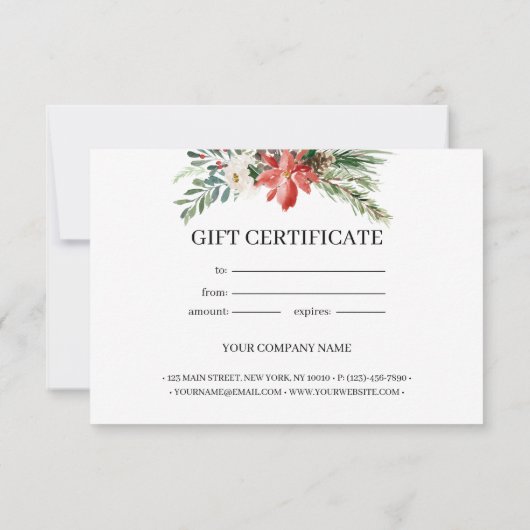 Chic Holly Berry & Leaves Wreath Gift Certificate (Achterkant)