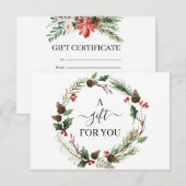Chic Holly Berry & Leaves Wreath Gift Certificate (Voorkant / Achterkant)
