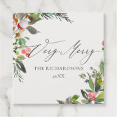 Chic Holly Berry Pine Zeer prettig kerstLijst Bedankjes Labels (Voorkant)