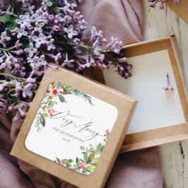 Chic Holly Berry Pine Zeer prettig kerstLijst Vierkante Sticker