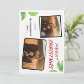 Chic Holly Bessen Prettig Kerstmis 2 Fotokaart Feestdagenkaart (Staand voorkant)