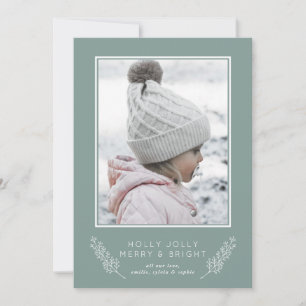 Chic Holly Jolly Merry & Bright Photo Holiday Kaar Feestdagenkaart