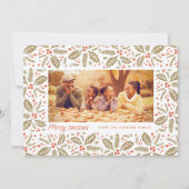 Chic Holly Lijst met Kerstmis Feestdagenkaart (Voorkant)