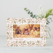 Chic Holly Lijst met Kerstmis Feestdagenkaart (Staand voorkant)