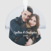 Chic Holly Wreath 2 Sided Couple Photo Christmas Ornament (achterkant)