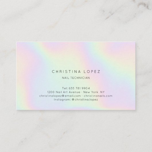 Chic holografische regenboog eenhoorn nagels scrip visitekaartje (Achterkant)