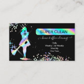 Chic Holograph Glitter Maid Schoonmaak Huishouding Visitekaartje (Voorkant)