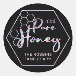 Chic Holographic 100% Pure Honey Jar Labels