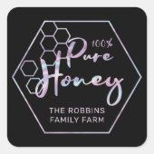 Chic Holographic 100% Pure Honey Jar Labels (Voorkant)