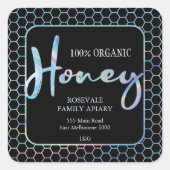 Chic Holographic Honeycomb Honey Apiary Label (Voorkant)