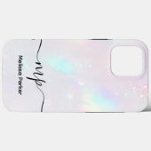 Chic Holographic Iridescent Monogram Case-Mate iPhone Case (Achterkant (horizontaal))