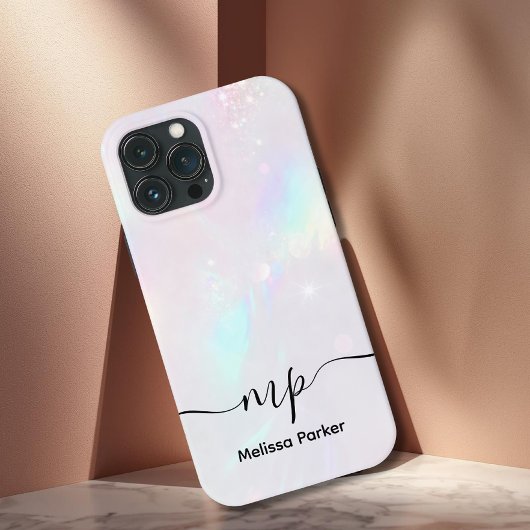 Chic Holographic Iridescent Monogram Case-Mate iPhone Case