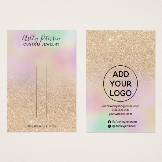 Chic holographic ombre glitter hair clip display visitekaartje (Voorkant /achterkant)