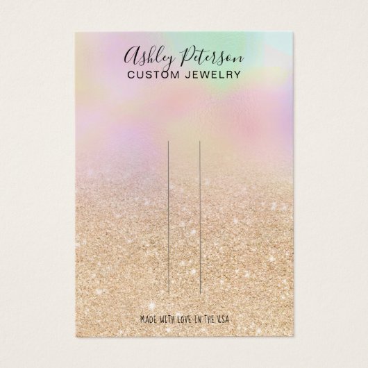 Chic holographic ombre glitter hair clip display visitekaartje (Voorkant)