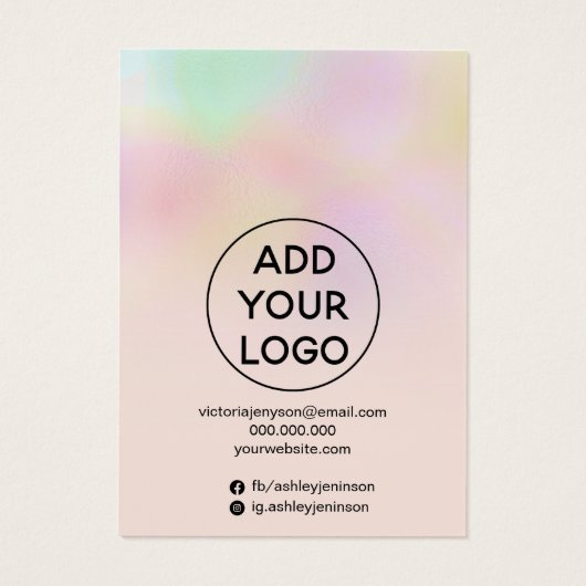 Chic holographic ombre jewells hair clip display visitekaartje (Achterkant)