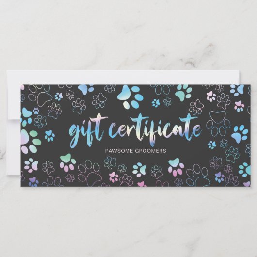 Chic Holographic Paw Print Dog Groomer CadeauKaart (Voorkant)