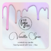 Chic Holographic Pearl Background Your Logo Candle Vierkante Sticker (Voorkant)