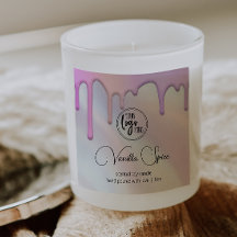 Chic Holographic Pearl Background Your Logo Candle