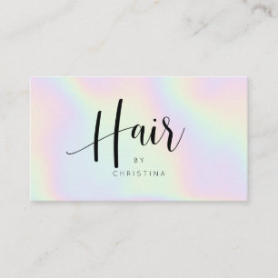 Chic holographic rainbow unicorn hair script visitekaartje