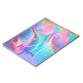 Chic holographic unicorn dripping glitter monogram notitieboek (Linkerzijde)