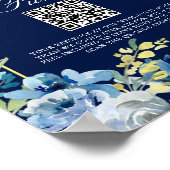 Chic Honeymoon Fund Navy Blauw Goud Bloemen Huweli Poster (Hoek)