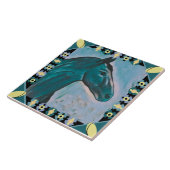 Chic Horse Head Turquoise Blauwgroen Blue Mix en Y Tegeltje (Zijkant)
