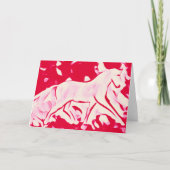 Chic Horse Wit Roze Rood Bedankkaart (Voorkant)