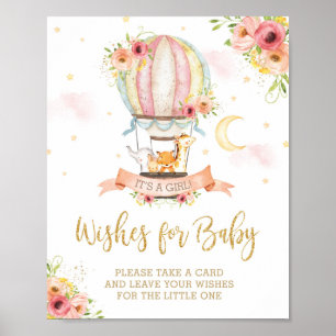 Chic Hot Air ballonkoe dieren die op Baby willen Poster