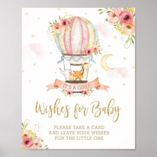 Chic Hot Air ballonkoe dieren die op Baby willen Poster (Voorkant)