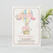 Chic Hot Air ballonroze Floral Girl Baby shower Kaart (Staand voorkant)