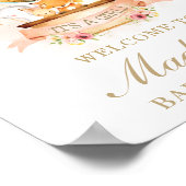 Chic Hot Air Balloon Baby shower Animals Welkom Poster (Hoek)