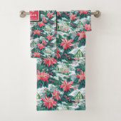 Chic hot pink and green Christmas preppy gift Bad Handdoek (Insitu)