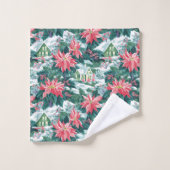 Chic hot pink and green Christmas preppy gift Bad Handdoek (Wasdoekje)