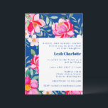 Chic Hot Pink Blue Waterverf Floral Bat Mitzvah Kaart<br><div class="desc">Chic Hot Pink en Cobalt Blue Waterverf Floral Bat Mitzvah Uitnodiging</div>