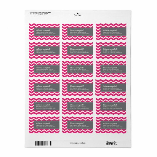 Chic Hot Pink Chevron Etiket (Full Sheet)
