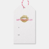 Chic Hot Pink Chevron Gold Lips Valentijnsdag Cadeaulabel (Voorkant)