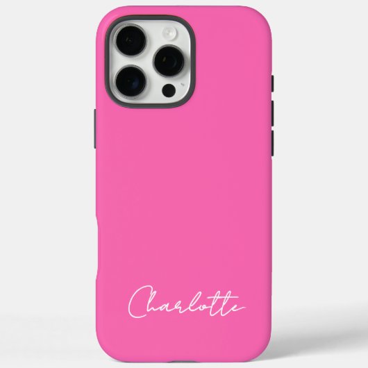 Chic Hot Pink Custom Name Script Case-Mate iPhone Case (Achterkant)