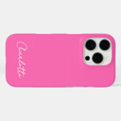 Chic Hot Pink Custom Name Script Case-Mate iPhone Case (Achterkant (horizontaal))